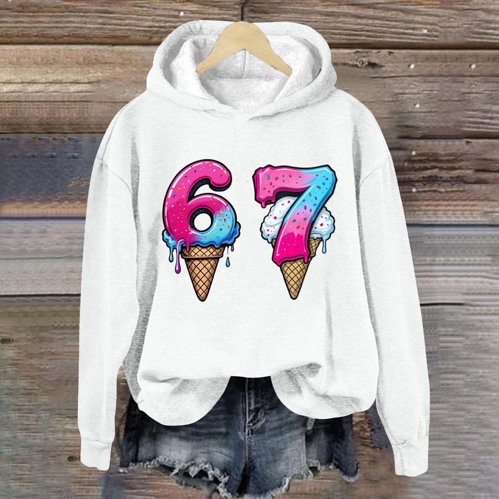

Women s Fashionable Casual Long-Sleeved Printed Hooded Sweatshirt XL белый