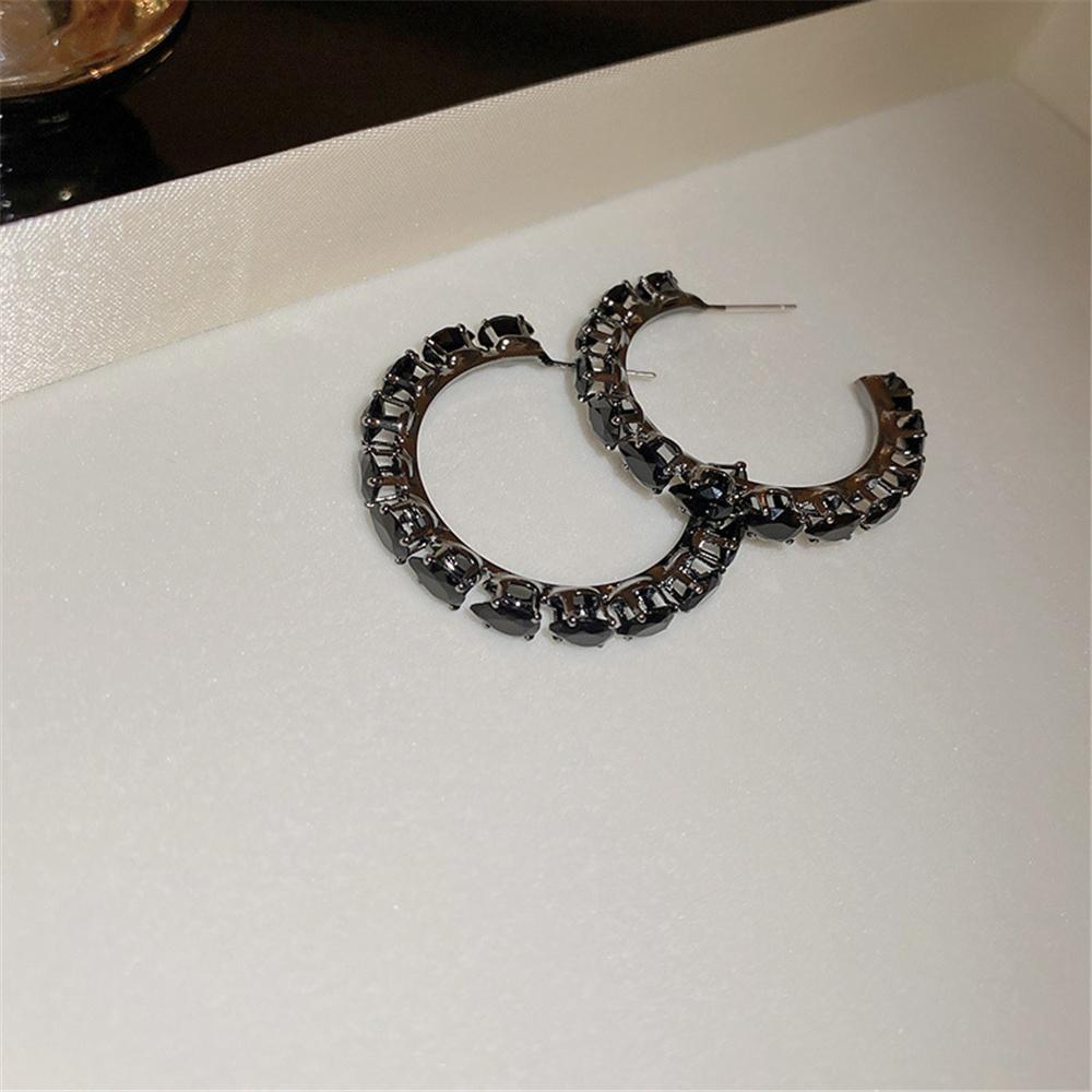 Damskie Kolczyki Koła z Białą i Czarną Cyrkonią Vintage Moda Kolor Złoty Ślubne Dla Kobiet