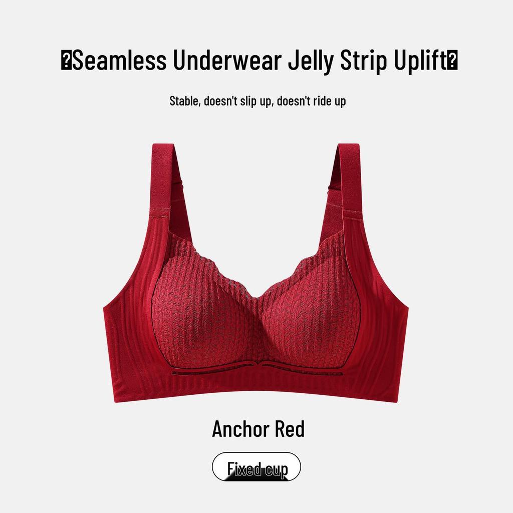 Red Seamless Wireless Bra for Women's Small Chest - Supportive, Anti-Sag, Comfortable Vest Style