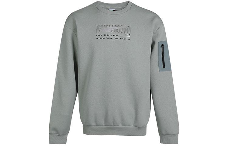 PUMA Sweatshirts Men s Gray Green Crew Neck Moderate Regular 530291-49 XL