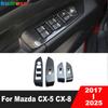 For Mazda CX-5 KF CX-8 2017-2024 2025 Carbon Car Door Armrest Window Lift Switch Button Panel Cover Trim Interior Accessories