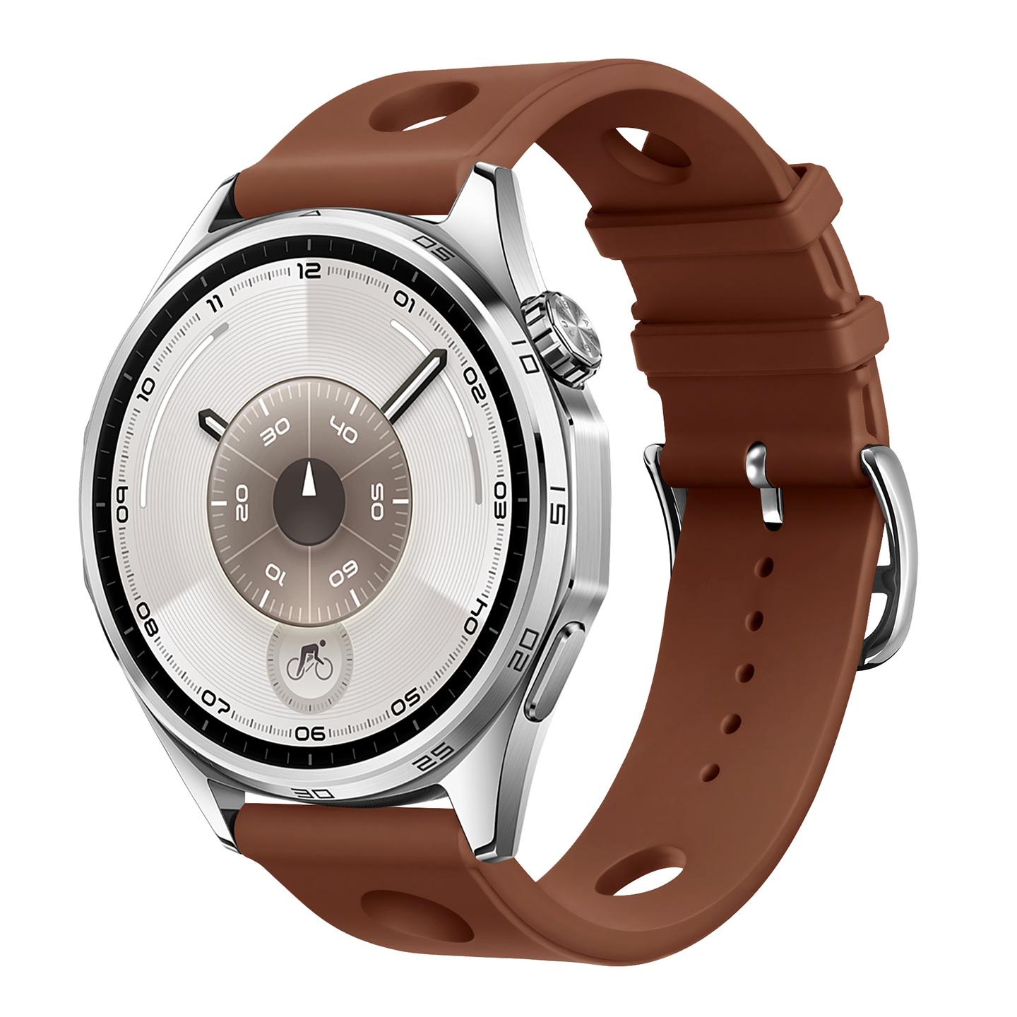 

18/20/22mm Silicone Sport Scub H Diving Strap For Huawei Watch GT6 Pro 46mm GT5 41mm Breathable Wristband For Samsung Galaxy Watch7 6 5 FE Correa Band Universal 22mm Width коричневый