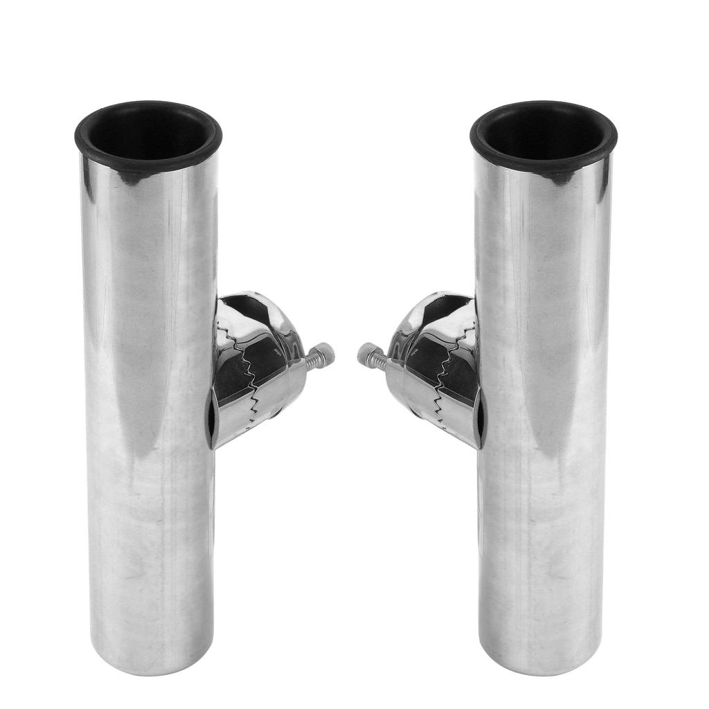 2 Stück Edelstahl-Angelrutenhalter für Schienen 1 Zoll bis 1 1/4 Zoll Schienenmontage Stangenhalterung