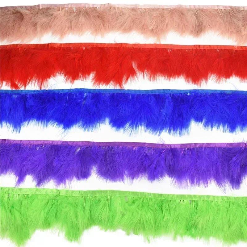 1Meter Marabou Feathers Tassel Fringe Trim Turkey Feather Tape Ribbon Clothes Sewing DIY Clothing Accessories Wedding Decoration