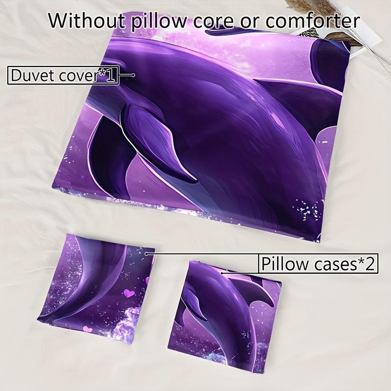 3Pcs Ocean Love Romantic Dolphin Print Duvet Cover Set 1 Duvet Cover + 2 Pillowcases Without Pillow Inserts Home Decor