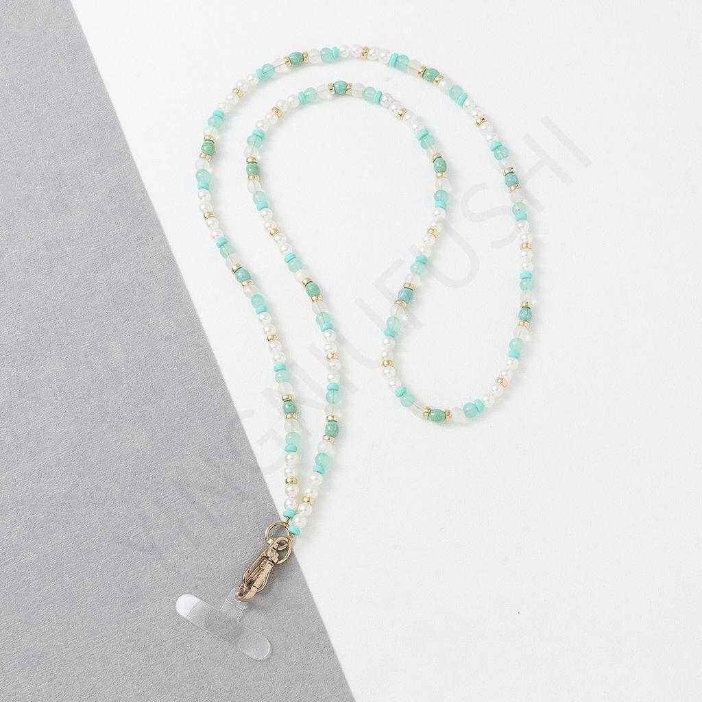 New mobile phone lanyard can carry crossbody chain long DIY pearl chain pendant mobile phone case keychain pendant