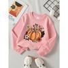 Girls Halloween Crew Neck SweatshirtAutumn Pumpkin Floral Print Design, Fun Print Kids Autumn Clothing
