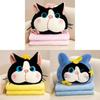 Cartoon Cat Pig Plush Pillow Blanket With Embroidered Animal Pattern For Office Nap And Travel Comfort