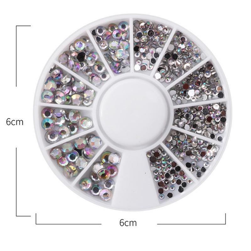 Multicolor Round Plate Nail Art Rhinestones - Pointed Elf Beads Nail Decorations DIY Accessories