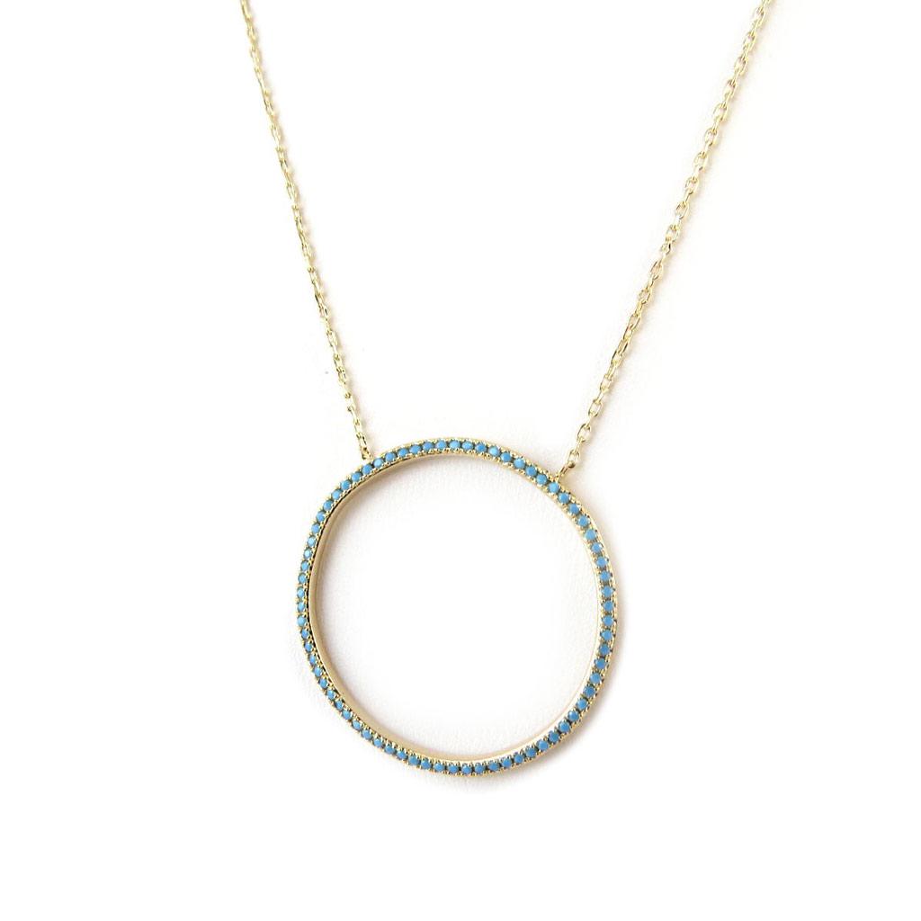 Les Trésors De Lily [N7158] - Gold Plated 'Navajos' Turquoise Gold Plated Necklace (circle)