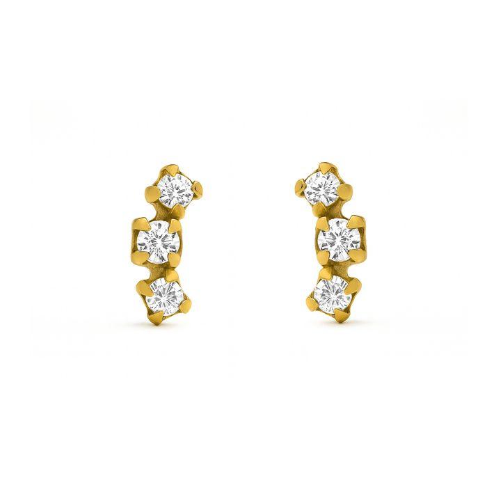 Boucles d'oreilles - Limor - Argent sterling 925 - Finition or jaune 18 ct - Zirconiums cubiques