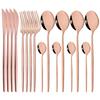 16Pcs Dinnerware Knife Fork Coffee Spoon Cutlery Set  Flatware Stainless Mint Green Gold Steel Silverware Tableware Set