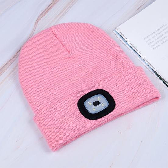 Women Men Illuminated Hat USB Charging LED Beanie Hat Headlamp Knitting Hat Unisex Winter Knit Beanie with 4 LEDs Light