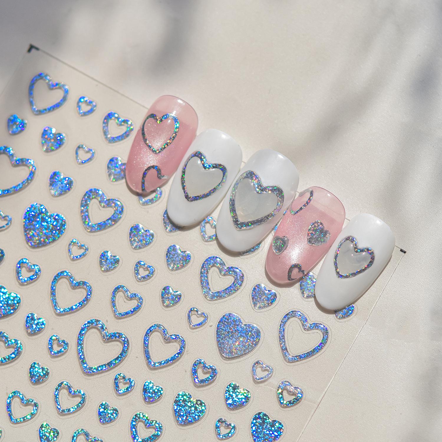 

Tomoni Japanese Jelly Glitter Heart Nail Art Stickers for Kids