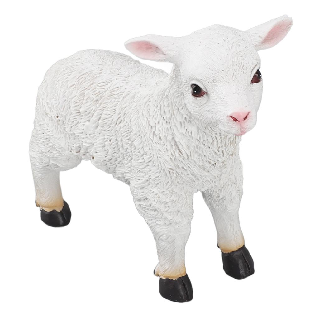 Schafstatue Handgefertigt Lebensechte Lammform Figur Harz Gartenskulptur für Innen- und Außendekoration