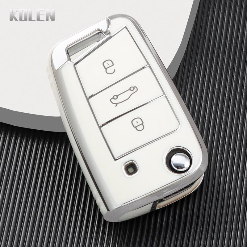 

3 4 Button Car Flip Key Case Cover For Vw Volkswagen Golf 7 Mk7 Tiguan Mk2 Seat Ateca Leon Fr Ibiza Skoda Octavia Kodiaq Fob Bag