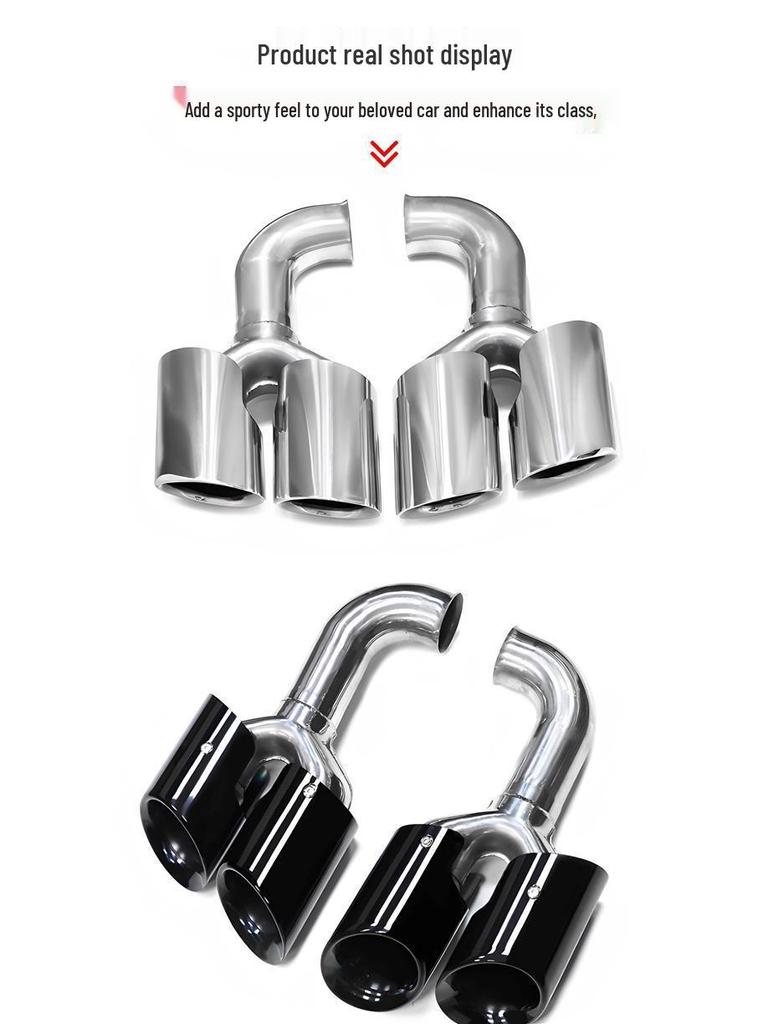 Porsche Cayenne (2011-2014) GTS Black Quad Exhaust Tips for Pipe Modification