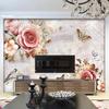 Moderne handgemalte Rosen Tapete Blumen Schmetterling 3D Wandbild Wohnzimmer Schlafzimmer Romantische Dekoration Tapete