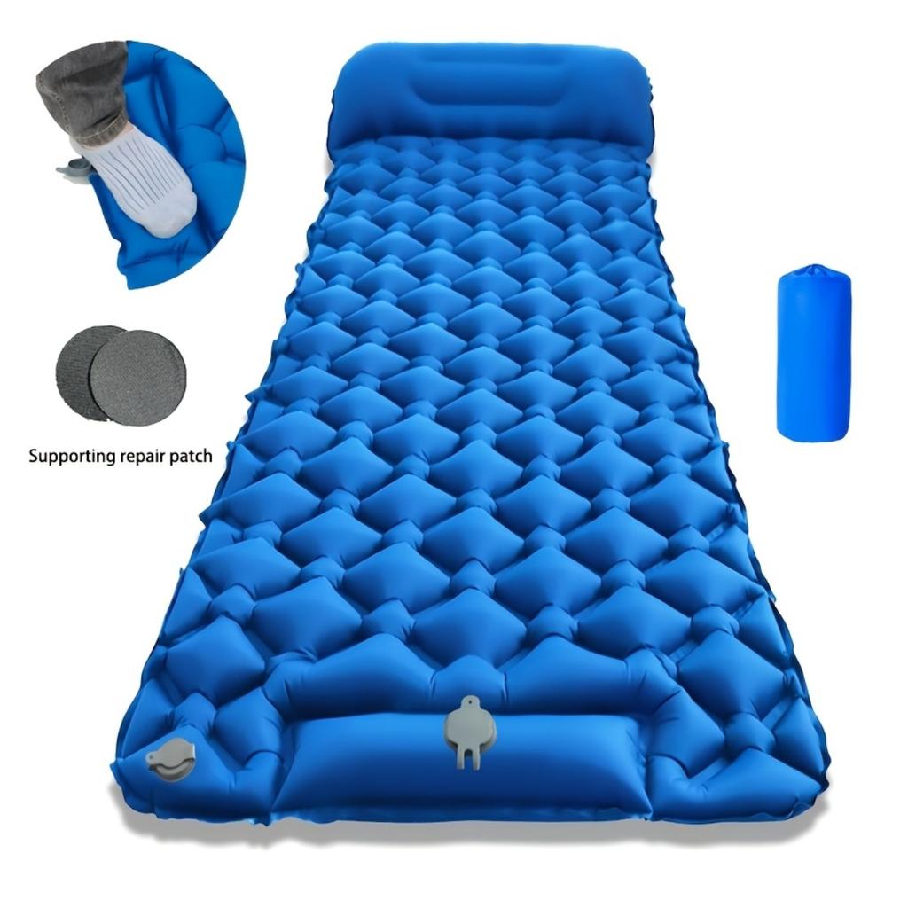 Single Outdoor Inflatable Sleeping Pad, 1-minute Quick Inflation, Essential for Camping and Picnicking, Foldable Moisture-proof Pad, Outdoor Equipment