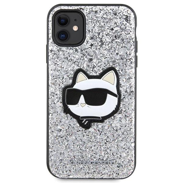 Etui Do iPhone 11 Karl Lagerfeld Glitter Choupette Srebrne