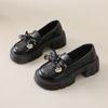 British style fashion versatile one-pedal small leather shoes bow platform thick heel loafers 2025 autumn and winter new models