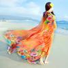 Asciugamano da Spiaggia Oversize in Chiffon Primavera e Autunno Donna Protezione Solare Sciarpa Floreale con Motivo Broccato Sciarpa Lunga