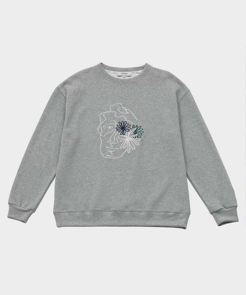 FFEFF STUDIO Face Off Drawing Embroidery Sweatshirt (Melange)