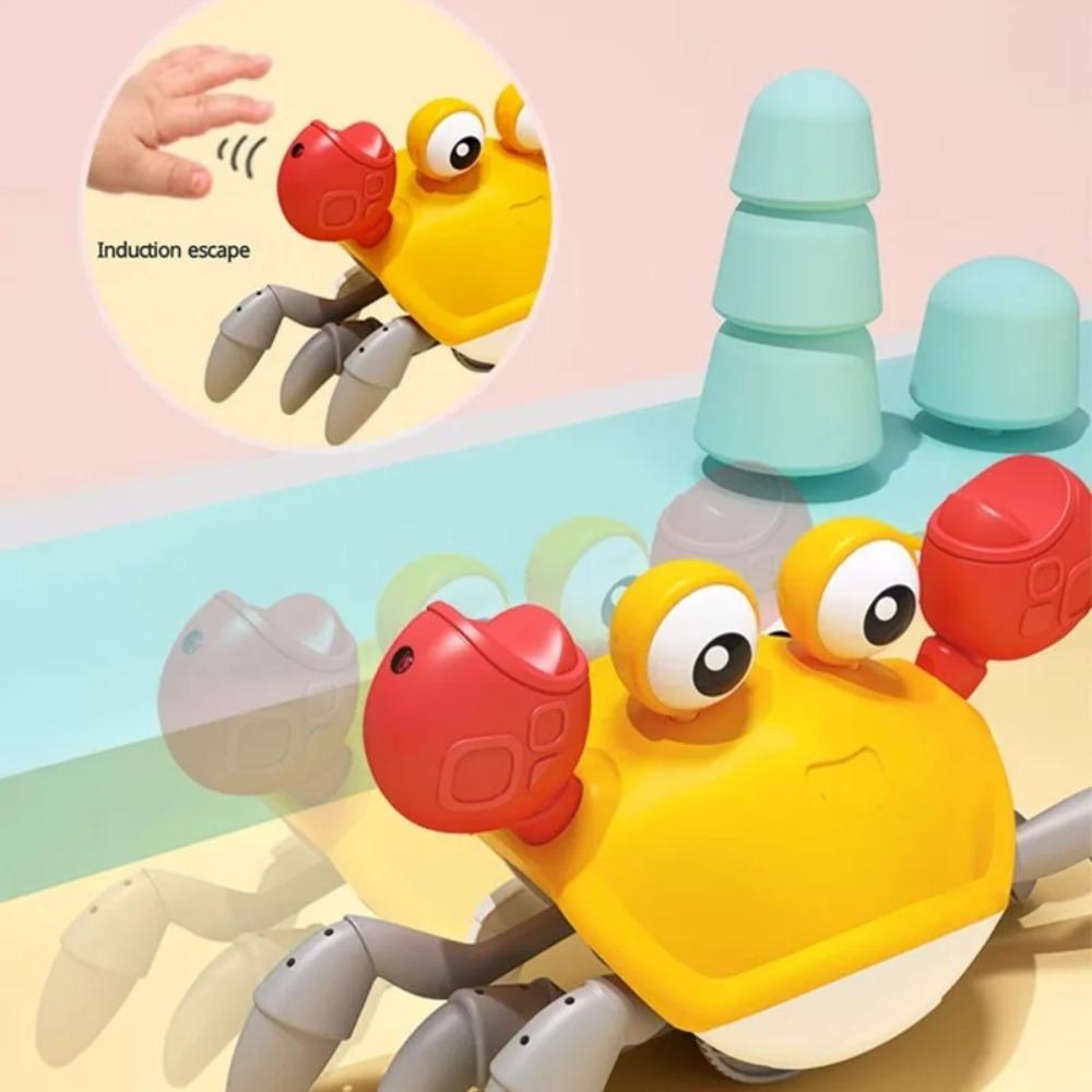Induktions-Ausweichkrabbe Elektrische Haustiere Musikalische Spielzeuge Kleinkind Krabbel-Lauflernhilfe Krabbe Interaktives Spielzeug für Kinder Geschenke