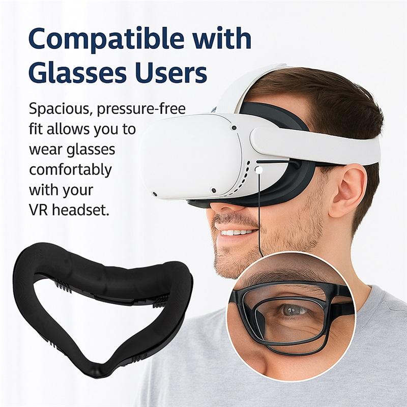Facial Interface Bracket for Meta/Oculus Quest 2 Replaceable PU Foam Face Pad Cover Frame Sweatproof & Comfortable for Quest 2