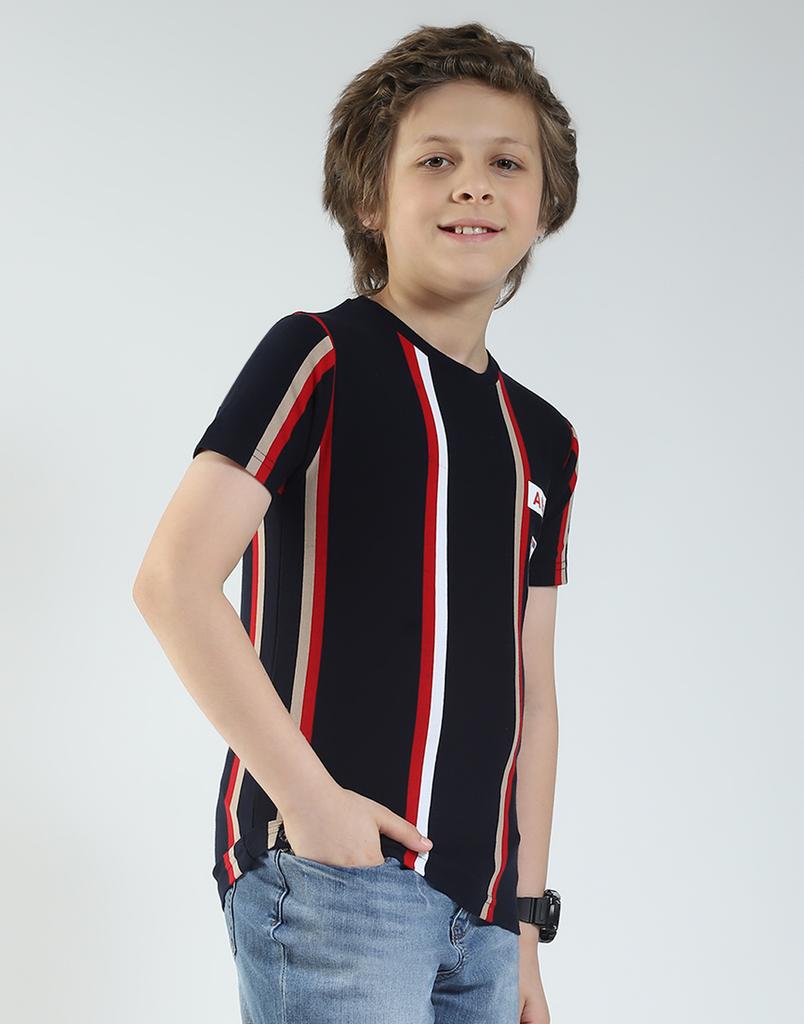 MONTE CARLO Boys Striped Round Neck T-Shirt