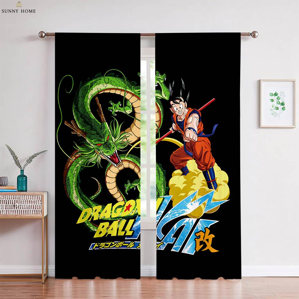 2 Pcs Of Hot-Blooded Anime Japanese-Style Printed Curtains For Children's Rooms, Dormitories, Living Rooms, Decorative Curtains