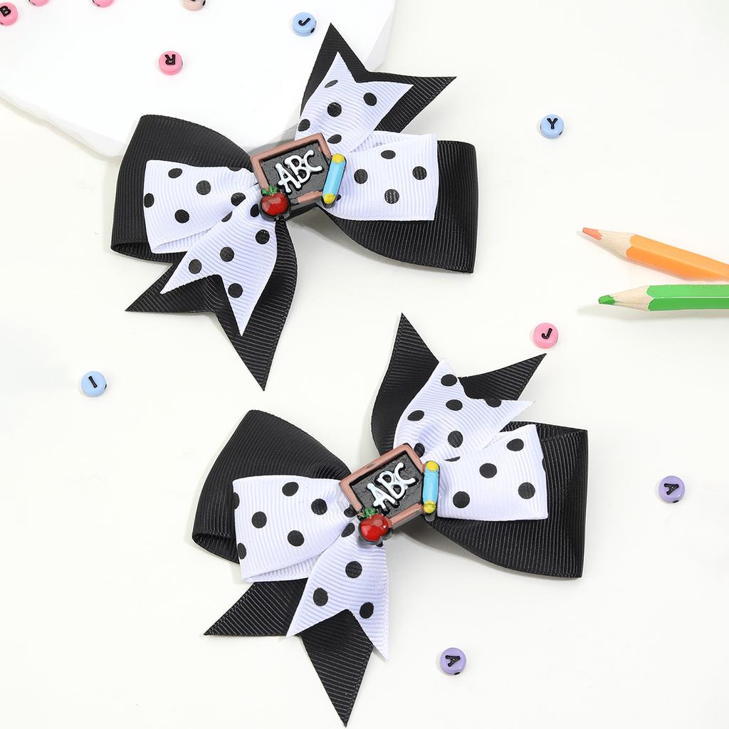 Back To School Hair Clips Pencil Apple Letter Hairpin for Girls Cute Bows Barrettes Handmade Hairgrips Children Hair Accessories