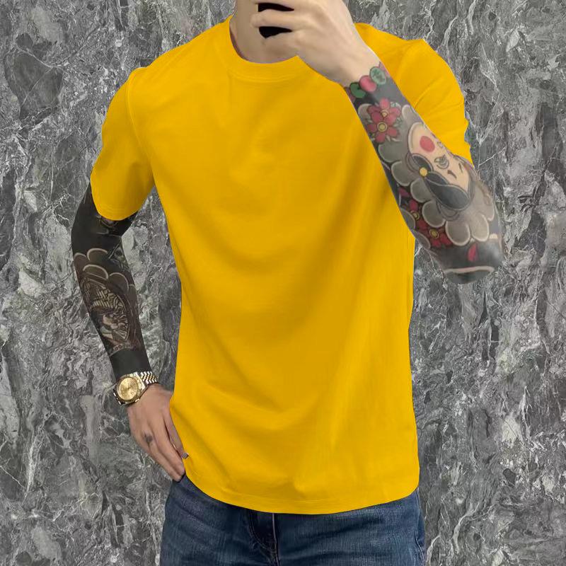 Short-sleeved T-shirt Men's Trend Instagram T-shirt Casual Solid Color Crewneck Clothes Men