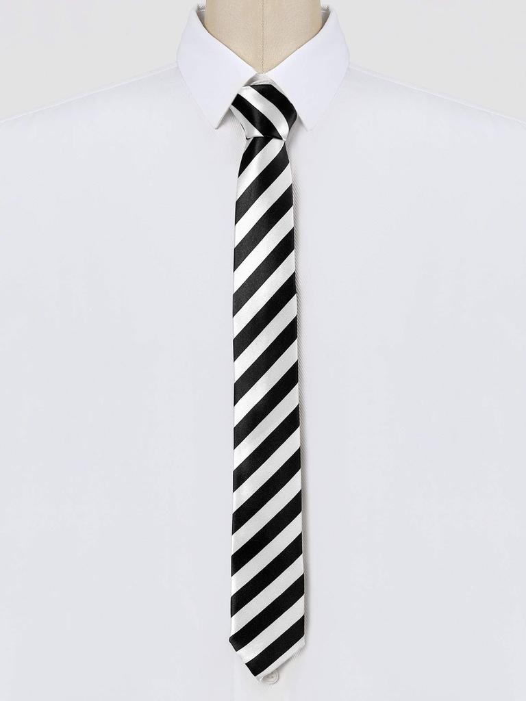 [Allegra K] Striped Narrow Tie, 5cm, Formal, Casual, Business, Men's & Women's, White, 5cm