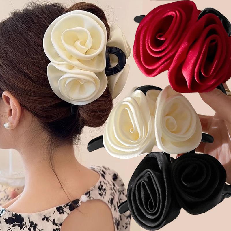 French Rose Hair Claw Clips Temperament Elegant Hairpin Women Princess Headdress Fashion Grab Clip Female Hair Accessories
