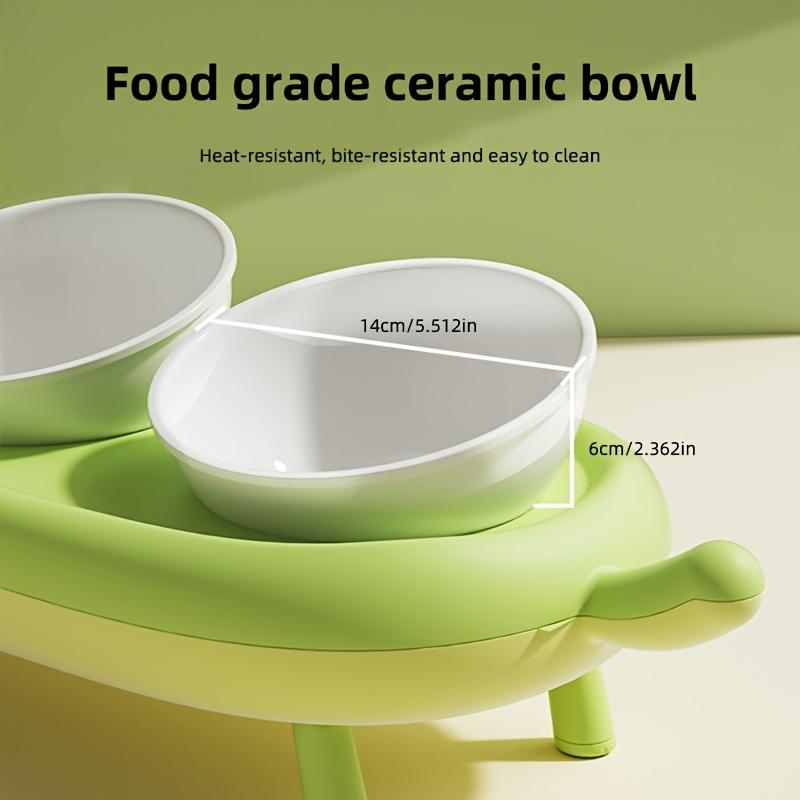 Anti-Spill Cat Shape Design Elevated Pet Double Bowls for Neck Protection