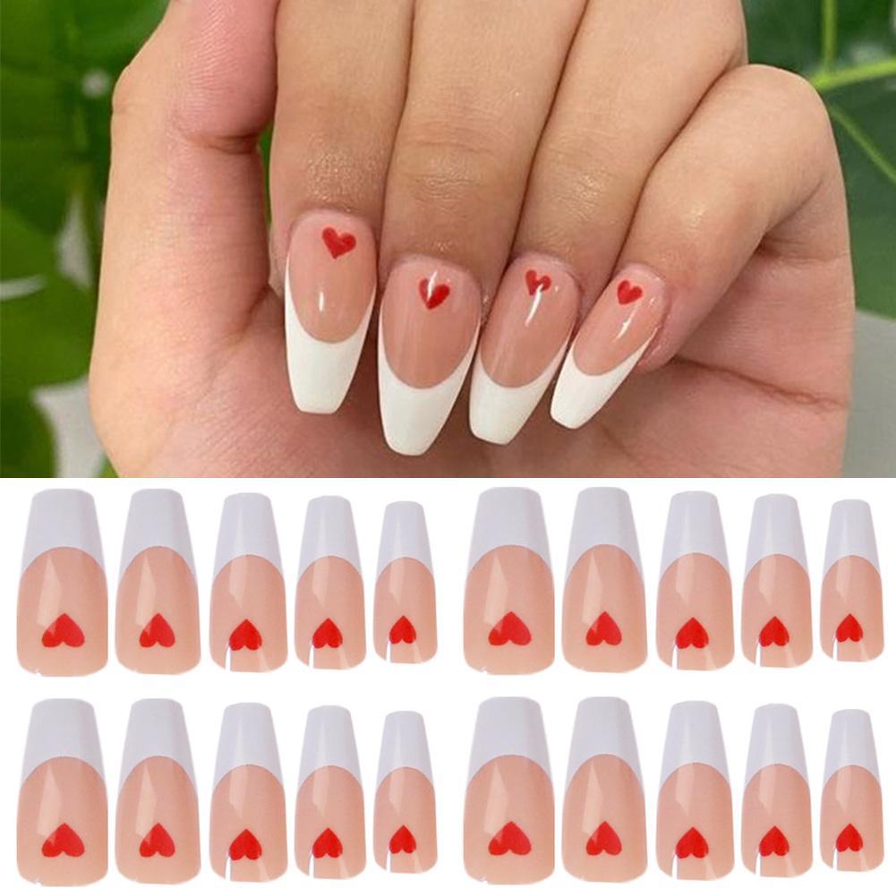Buy 24Pcs/set French Coffin False Nail Patches Press on Nails Flower Fake  with Design Manicure Nail B7N0 at affordable prices — free shipping, real  reviews with photos — Joom