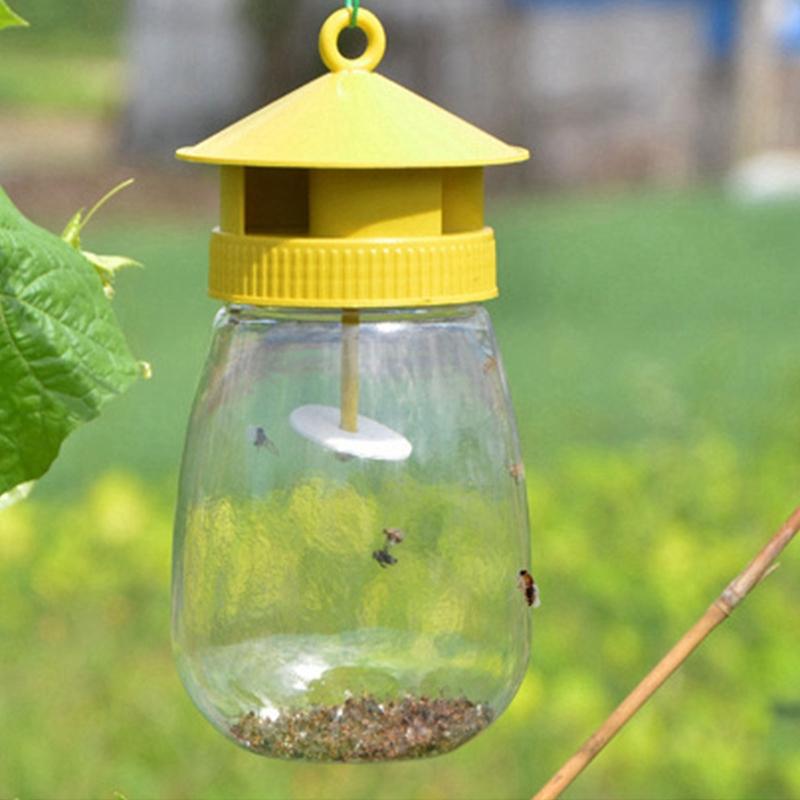 Hängende Fruchtfliegenfalle mit 4 Locklöchern, Kunststoff-Drosophila-Falle für Bauernhof, Obstgarten, einfache Bedienung, Gartenbedarf