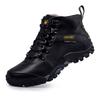 New autumn and winter leather hiking shoes men's outdoor shoes travel shoes high-top hiking shoes waterproof velvet climbing shoes