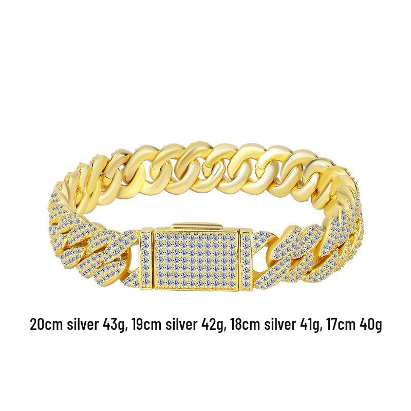 

Розкішний кубинський браслет з муасанітом 10 мм зі срібла S925 - Європейський та американський стиль 19CM