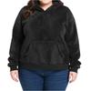 Women's Casual Plus Size Long-Sleeve Hooded Solid-Color Fleece Pullover Sweatshirt