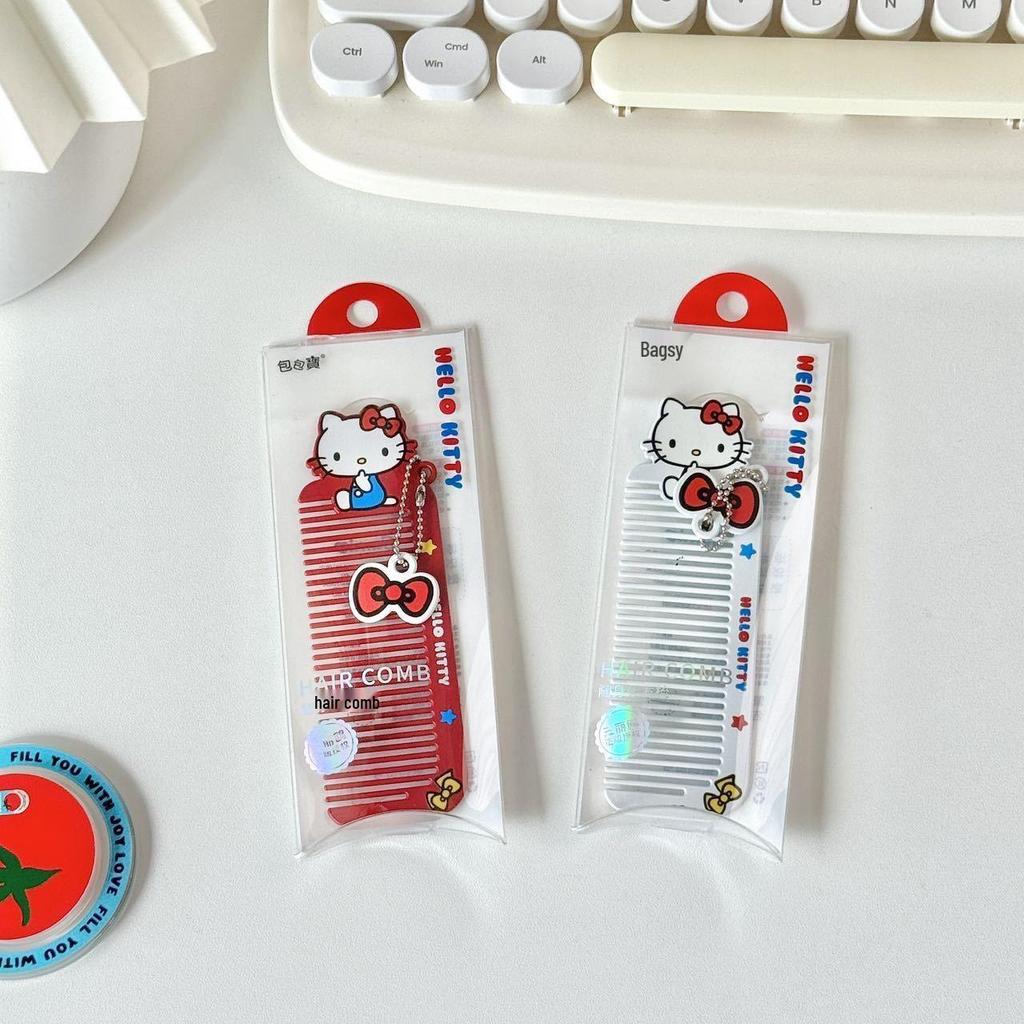 Hello Kitty Cute Cartoon Metal Hair Comb for Girls - Portable Wide-Tooth and Fine-Tooth Design