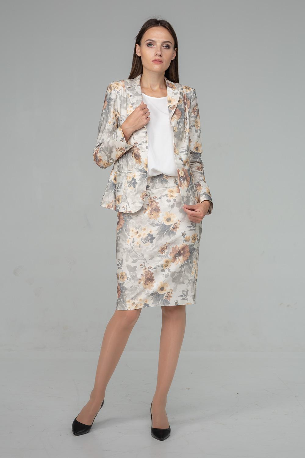 

Класична спідниця-олівець у квітковому принті 38 бежевий