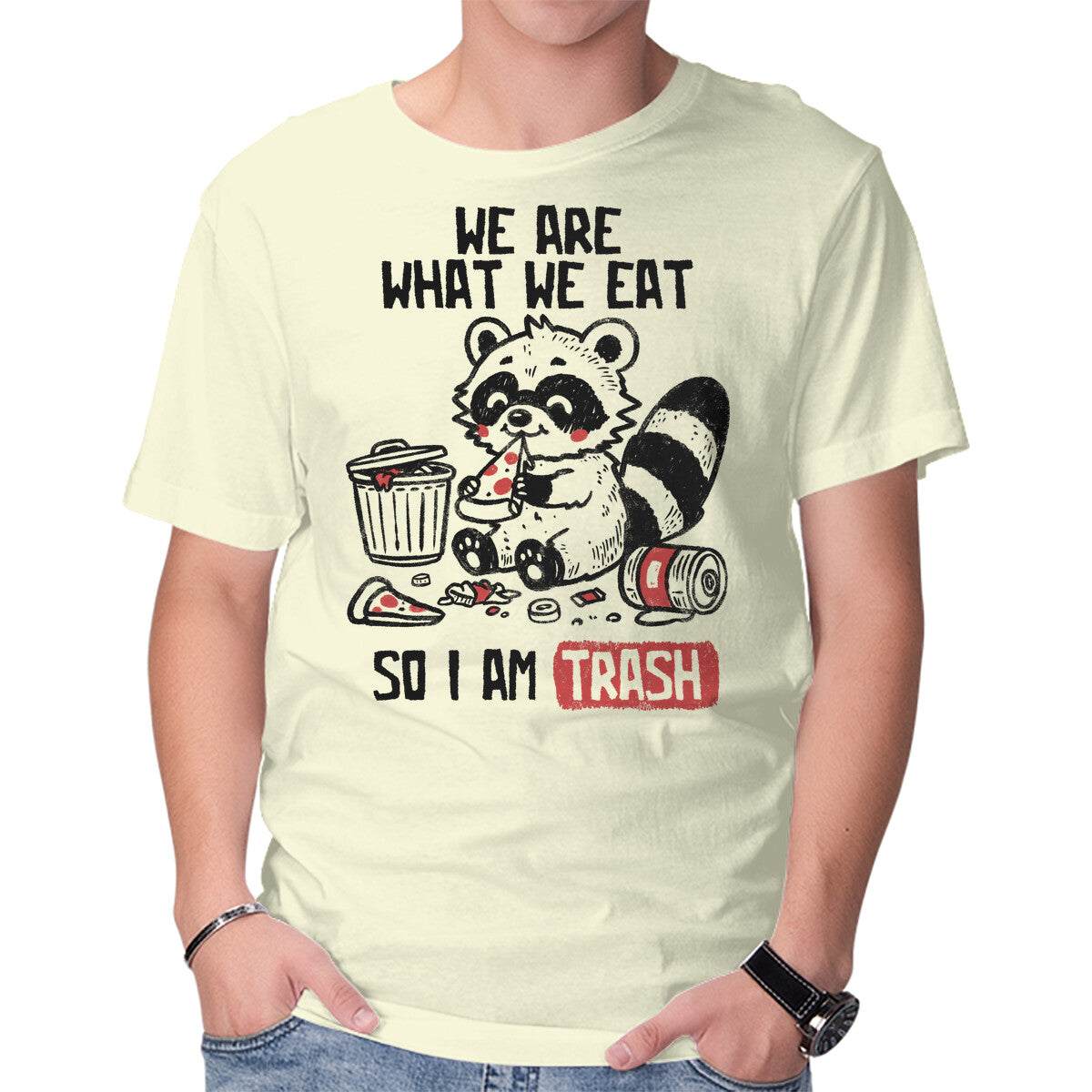 Unisex Crew Neck T-Shirt We Are What We Eat Graphic Short Sleeve Casual Tee S
