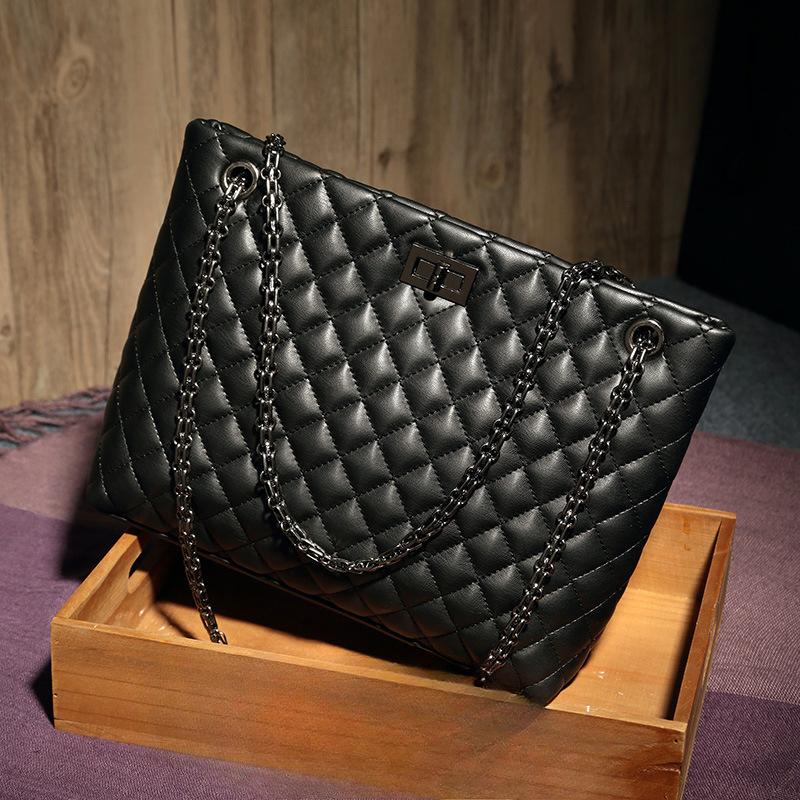 Diamond-shaped Chain Women's Bag, Simple Large Bag, European and American Fashion, Easy To Match, Single-shoulder Crossbody Bag for Women