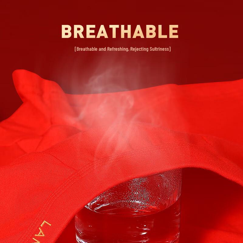 Langsha Men's Auspicious Red Cotton Boxer Briefs & Socks