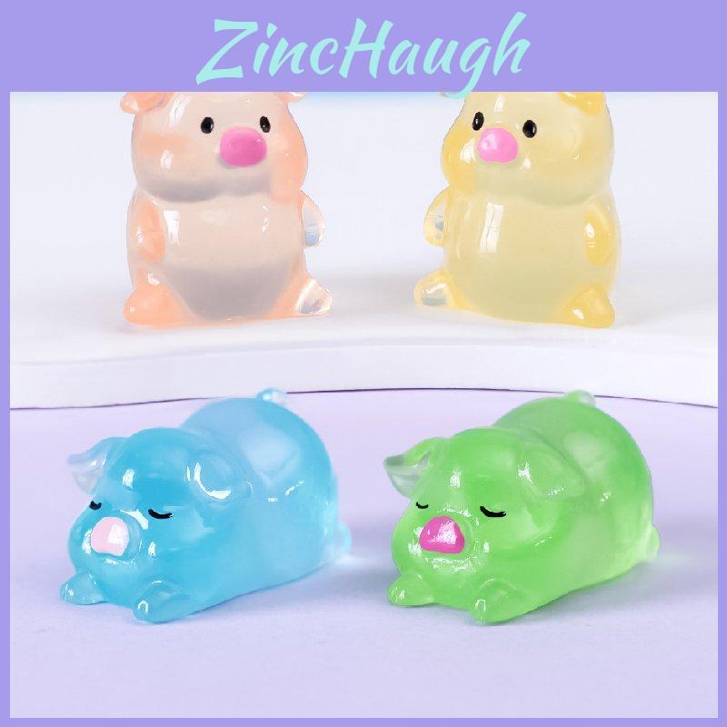 Adorable Glow-in-the-dark Pig Figurine Resin Craft For Diy Decor And Desktop Accents