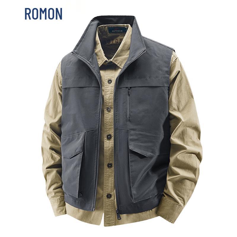 ROMON Men s Casual Multi-Pocket Workwear Vest 2XL