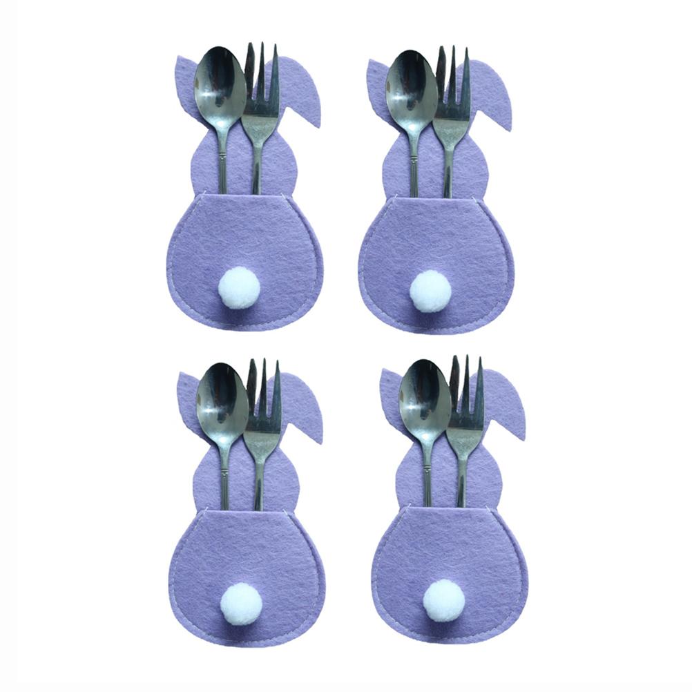 16Pcs Easter Bunny Cutlery Bags Rabbit Flatware Holder Tableware Utensil Storage Bags for Home