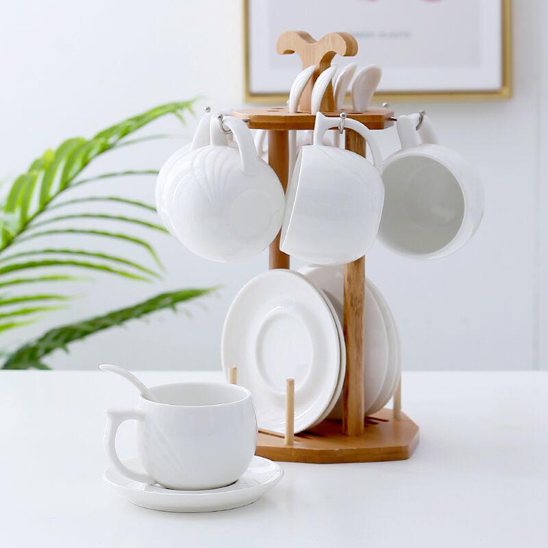 

Скандинавська креативна кераміка Чашка для кави Чайний набір Дерев’яна стійка для зберігання Ложка Комбінація тарілок Чашка для післяобіднього чаю Прикраса кімнати
